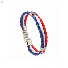 World Football Cup 2018 Pulsera de cuero de encargo al por mayor de la bandera de la pulsera